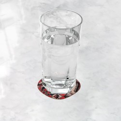 زیر لیوانی طرح ماندالا قرمز مشکی