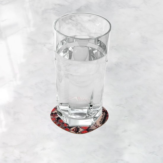 زیر لیوانی طرح ماندالا قرمز مشکی