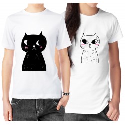 تیشرت دونفره طرح گربه های سیاه و سفید کد cp004