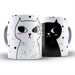 ماگ دونفره طرح گربه های سیاه و سفید کد cp004