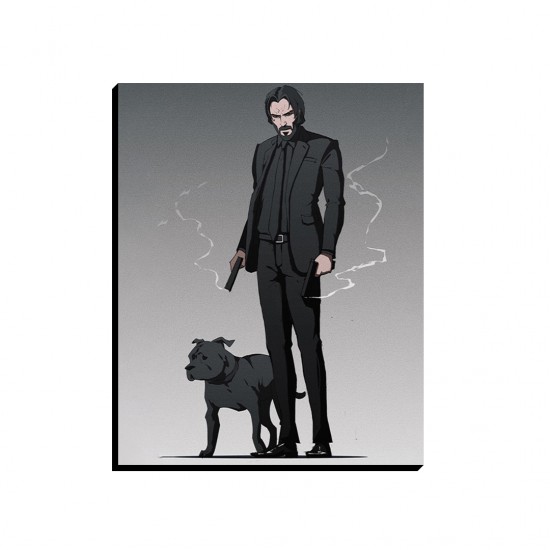 تابلو شاسی طرح جان ویک و سگ نگهبان کد cfp1924