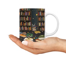 ماگ طرح دختر و کتابخانه ی جادویی