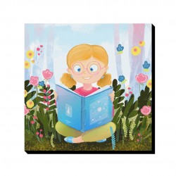 تابلو شاسی طرح دختر و کتابخوانی در طبیعت کد cfp1569