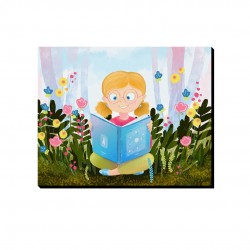 تابلو شاسی طرح دختر و کتابخوانی در طبیعت کد cfp1569