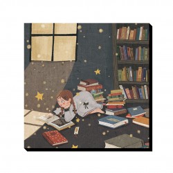 تابلو شاسی طرح دختر و کتابخانه ی جادویی کد cfp1570