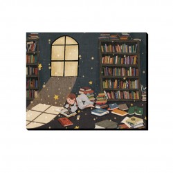 تابلو شاسی طرح دختر و کتابخانه ی جادویی کد cfp1570
