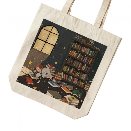 کیسه خرید طرح دختر و کتابخانه ی جادویی کد cfp1570