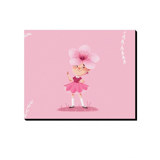 تابلو شاسی طرح دختر گل صورتی کد cfp1590