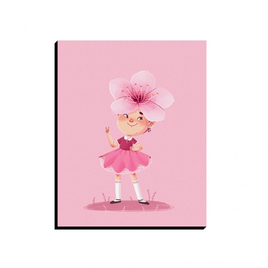 تابلو شاسی طرح دختر گل صورتی کد cfp1590