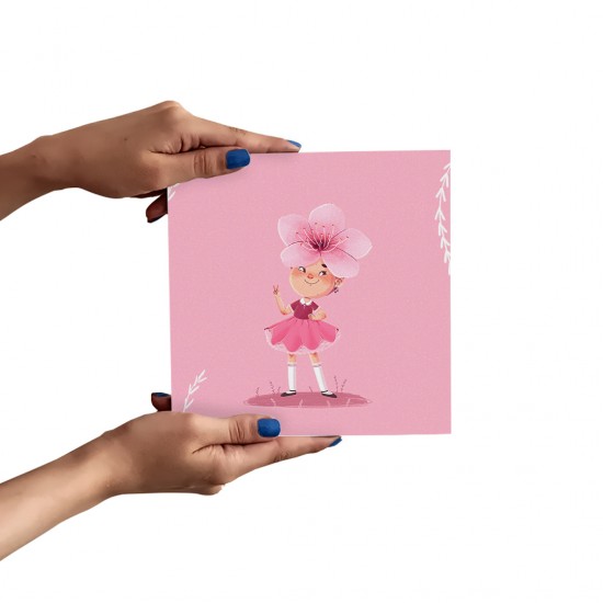 تابلو شاسی طرح دختر گل صورتی کد cfp1590