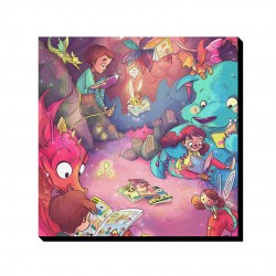 تابلو شاسی طرح دختر و خرس کتابخوان کد cfp1571