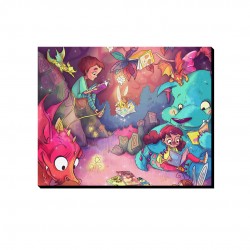 تابلو شاسی طرح دختر و خرس کتابخوان کد cfp1571