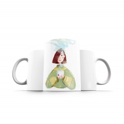 ماگ طرح دختر و چای دم کرده