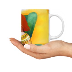 ماگ طرح دختر و گربه آبی