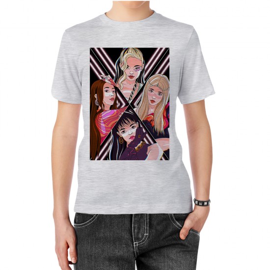 تیشرت طرح گروه جذاب بلک پینک