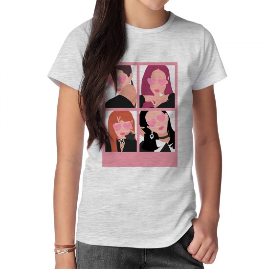 تیشرت طرح پرتره مینیمال بلک پینک