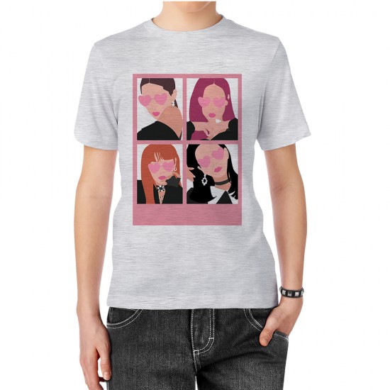 تیشرت طرح پرتره مینیمال بلک پینک