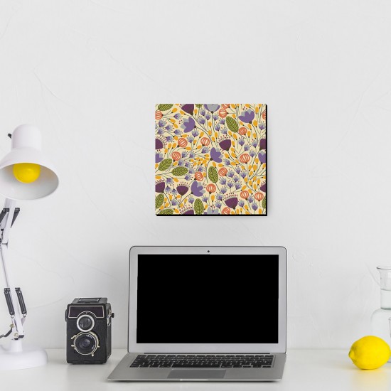 تابلو شاسی طرح بافت گل زرد و بنفش