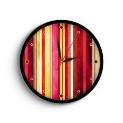 ساعت دیواری طرح خط های زرد و قرمز