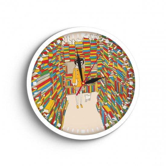 ساعت دیواری طرح کتابخونه رنگی کد cfp1416