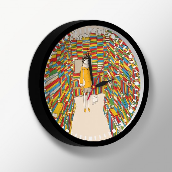 ساعت دیواری طرح کتابخونه رنگی کد cfp1416