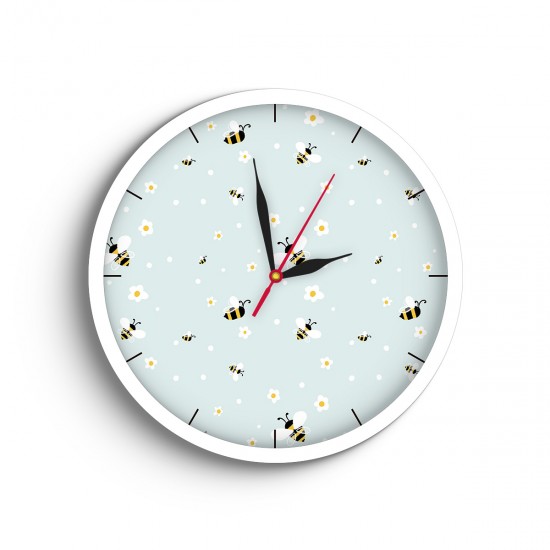 ساعت دیواری طرح زنبورک و گل بابونه
