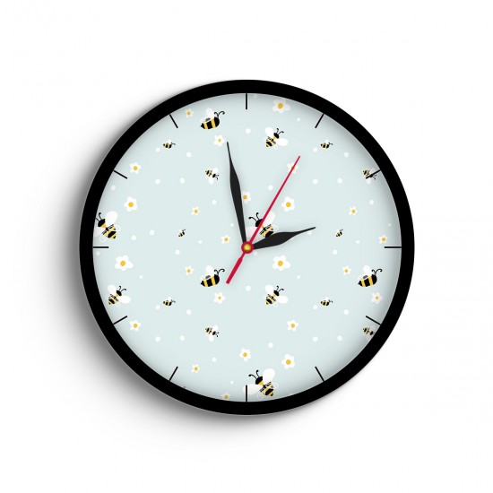 ساعت دیواری طرح زنبورک و گل بابونه