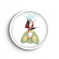 ساعت دیواری طرح دختر و چای دم کرده