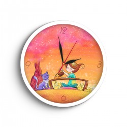 ساعت دیواری طرح دختر و گربه ی بنفش