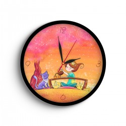 ساعت دیواری طرح دختر و گربه ی بنفش