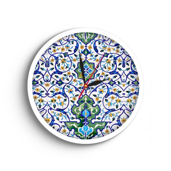 ساعت دیواری طرح کاشی گلدار