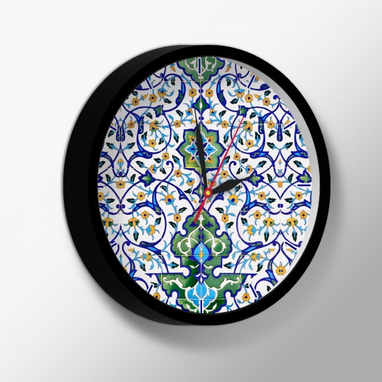 ساعت دیواری طرح کاشی گلدار