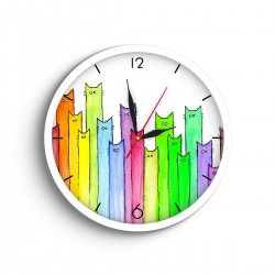 ساعت دیواری طرح گربه رنگی