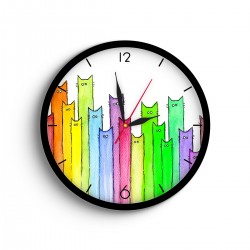 ساعت دیواری طرح گربه رنگی