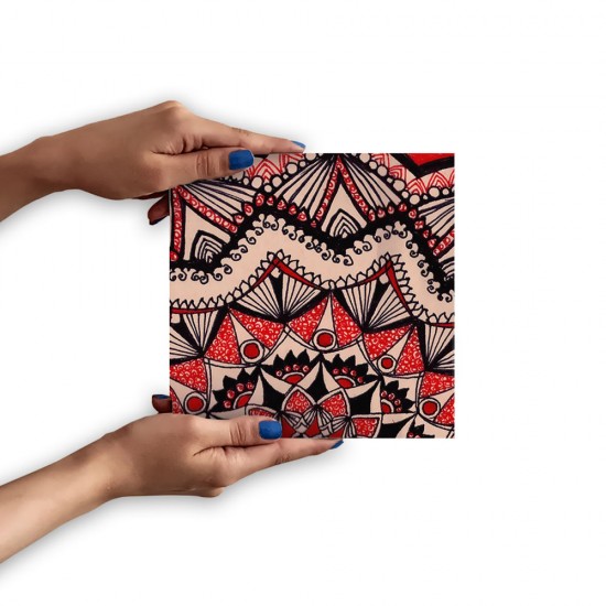 تابلو شاسی طرح ماندالا قرمز مشکی کد trm504