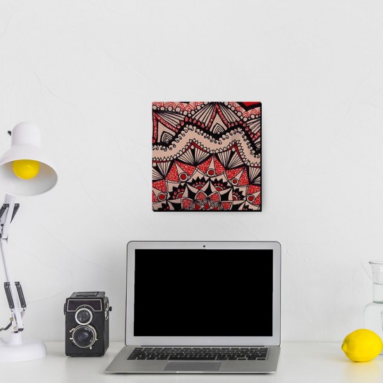 تابلو شاسی طرح ماندالا قرمز مشکی کد trm504