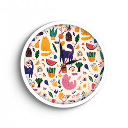 ساعت دیواری طرح گربه و میوه