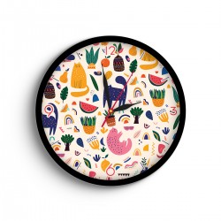 ساعت دیواری طرح گربه و میوه