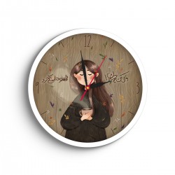 ساعت دیواری طرح دختر قهوه نوش