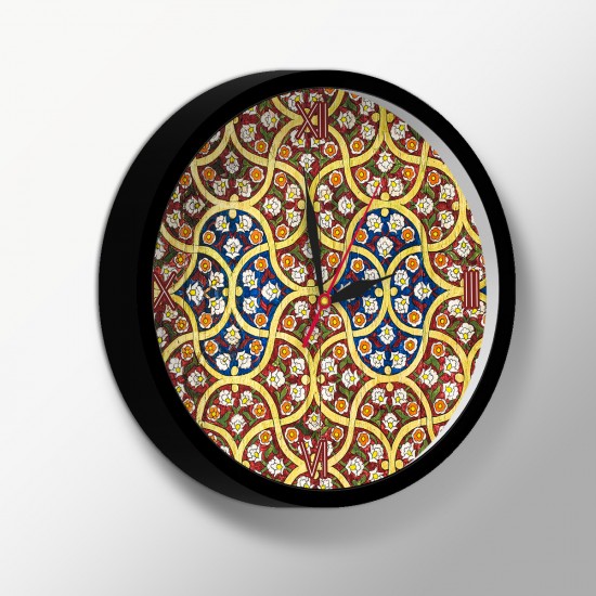 ساعت دیواری طرح کاشی گل گلی