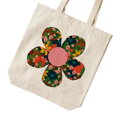 تت بگ متقال طرح گل های سبز و زرد