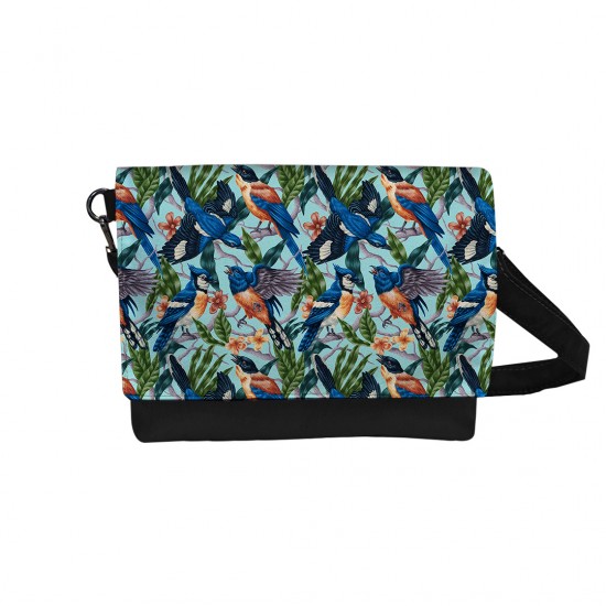 کیف دوشی طرح بافت گل و پرنده