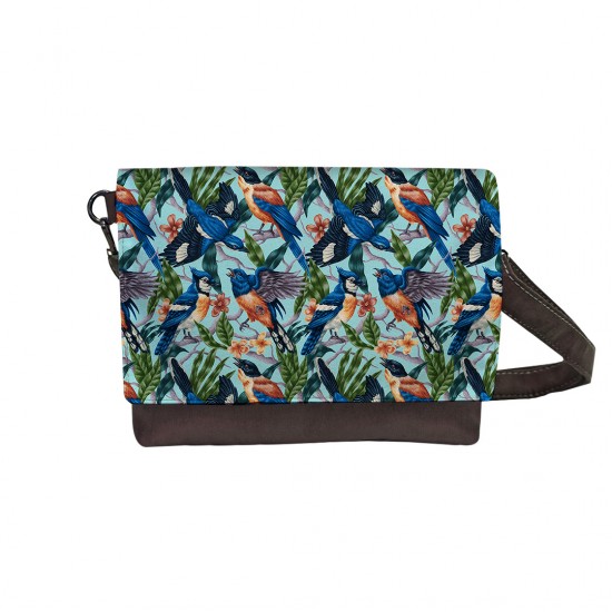 کیف دوشی طرح بافت گل و پرنده