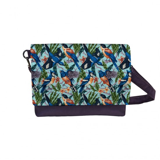 کیف دوشی طرح بافت گل و پرنده