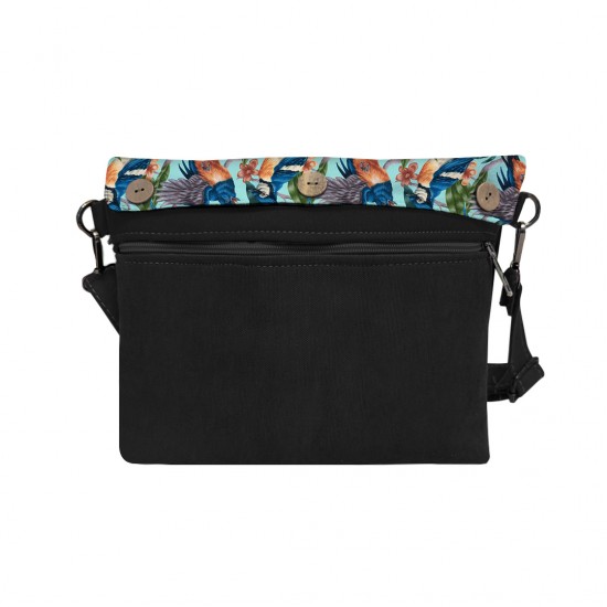 کیف دوشی طرح بافت گل و پرنده