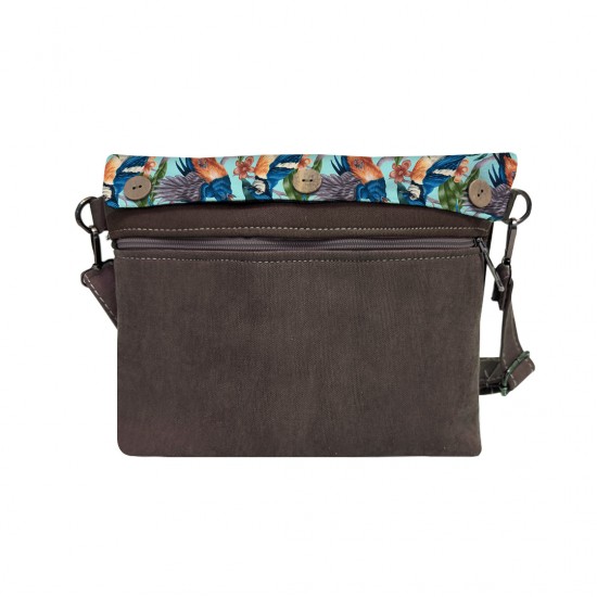 کیف دوشی طرح بافت گل و پرنده