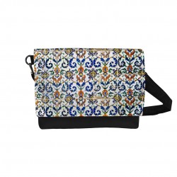 کیف دوشی طرح کاشی سبز و سرمه ای