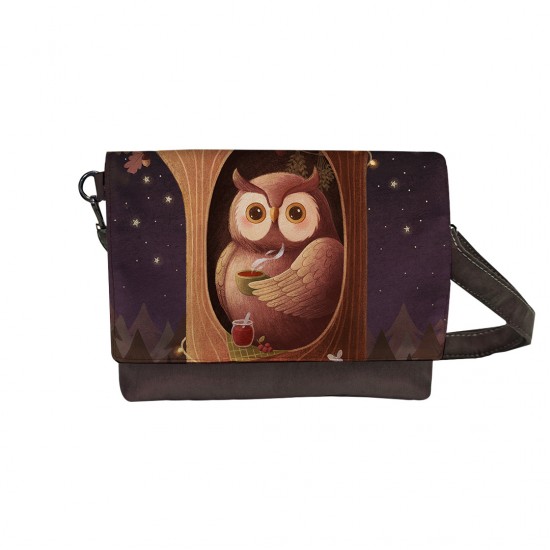 کیف دوشی طرح جغد و چای دم کرده