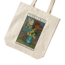 تت بگ متقال طرح گل ها در گلدان آبی از ونگوگ