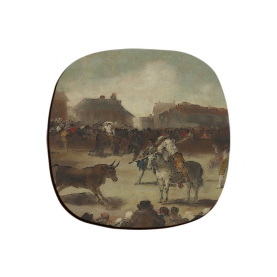 زیر لیوانی طرح گاوبازی در یک شهر از گویا